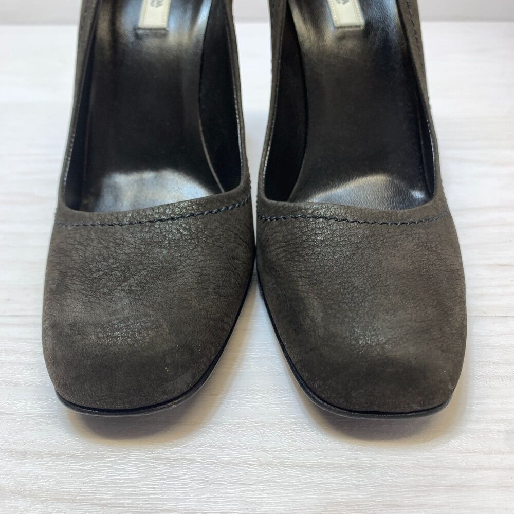 Vintage Prada Heel Pumps Womens Size 7.5 Brown Sculptured Curves Leather Slip On - Picture 5 of 9
